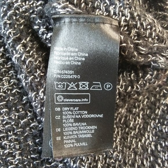 H&M | Black with White Cotton Tunic Sweater | M | Business Casual Classic - Picture 8 of 12